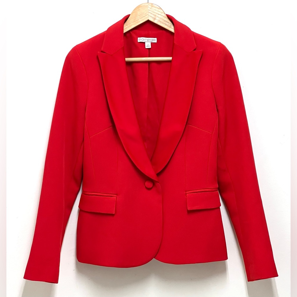 New York & Company Eva Mendes Orange Red Blazer Jacket One Button Size 4